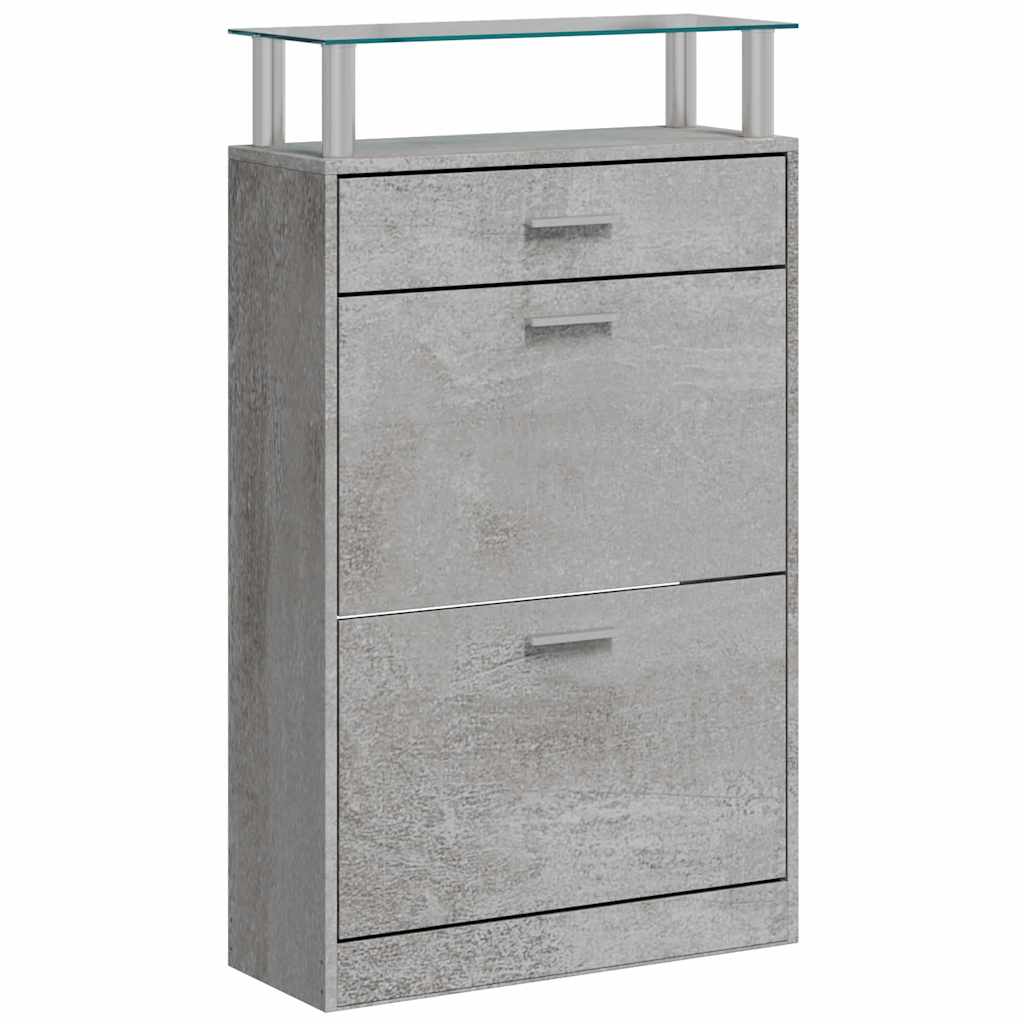 vidaXL Shoe Cabinet Concrete Grey 63x24x104 cm Engineered Wood 2