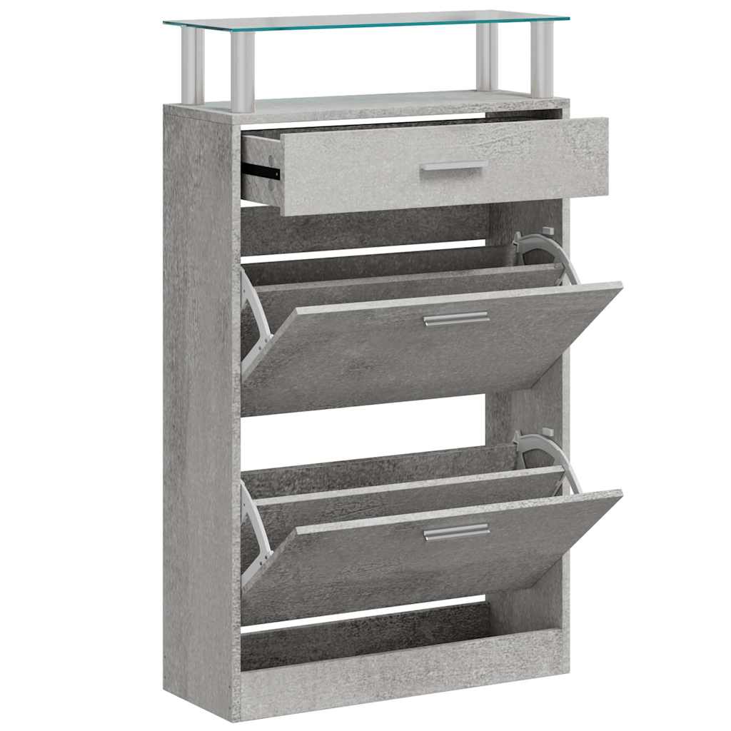 vidaXL Shoe Cabinet Concrete Grey 63x24x104 cm Engineered Wood 3