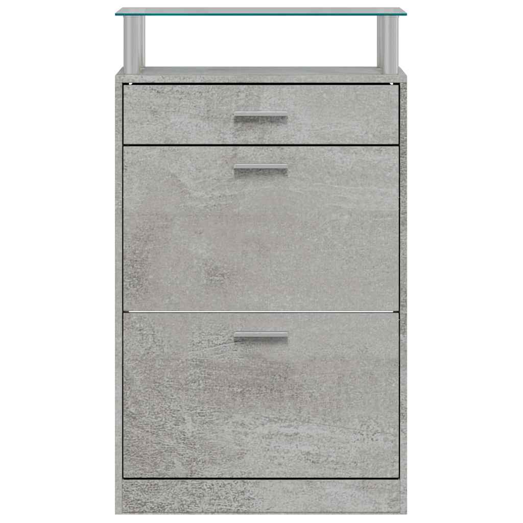 vidaXL Shoe Cabinet Concrete Grey 63x24x104 cm Engineered Wood 4