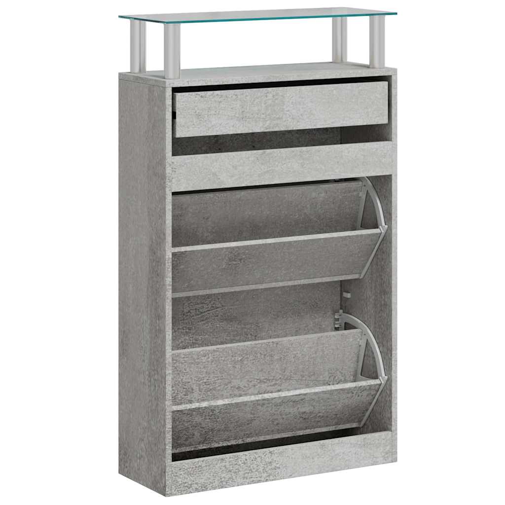 vidaXL Shoe Cabinet Concrete Grey 63x24x104 cm Engineered Wood 6