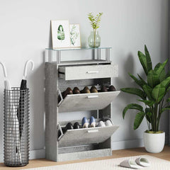 vidaXL Shoe Cabinet Concrete Grey 63x24x104 cm Engineered Wood 1