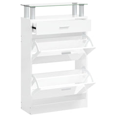 vidaXL Shoe Cabinet High Gloss White 63x24x104 cm Engineered Wood 2