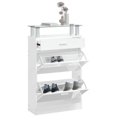 vidaXL Shoe Cabinet High Gloss White 63x24x104 cm Engineered Wood 4
