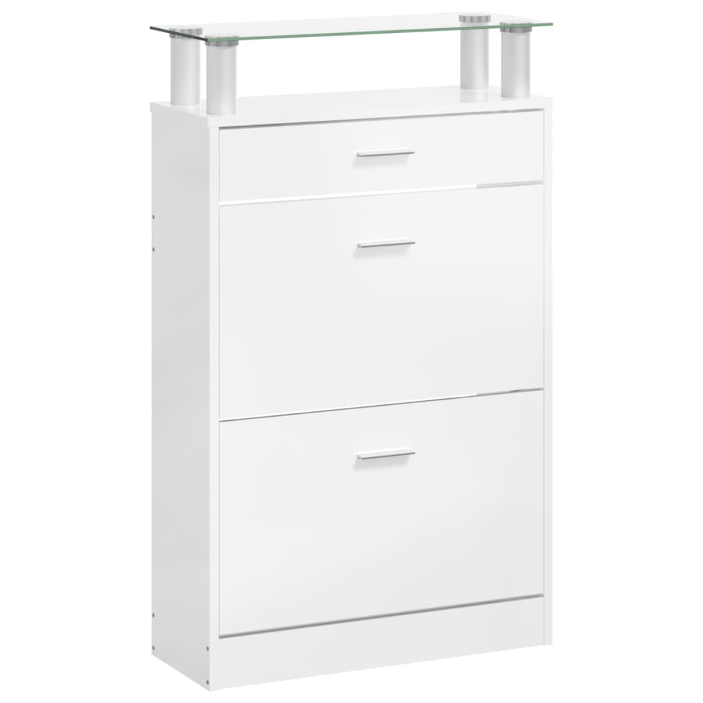 vidaXL Shoe Cabinet High Gloss White 63x24x104 cm Engineered Wood 5