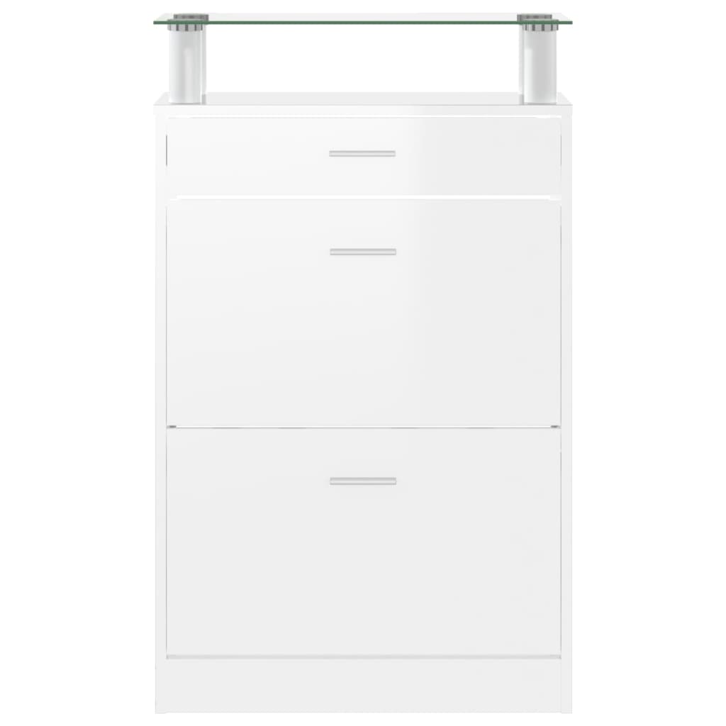 vidaXL Shoe Cabinet High Gloss White 63x24x104 cm Engineered Wood 6