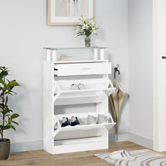 vidaXL Shoe Cabinet High Gloss White 63x24x104 cm Engineered Wood 1