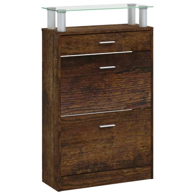 Shoe Cabinet Smoked Oak 63x24x104 cm Engineered Wood