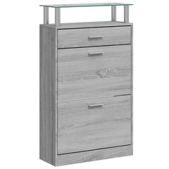 vidaXL Shoe Cabinet Grey Sonoma 63x24x104 cm Engineered Wood 2