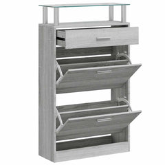 vidaXL Shoe Cabinet Grey Sonoma 63x24x104 cm Engineered Wood 3