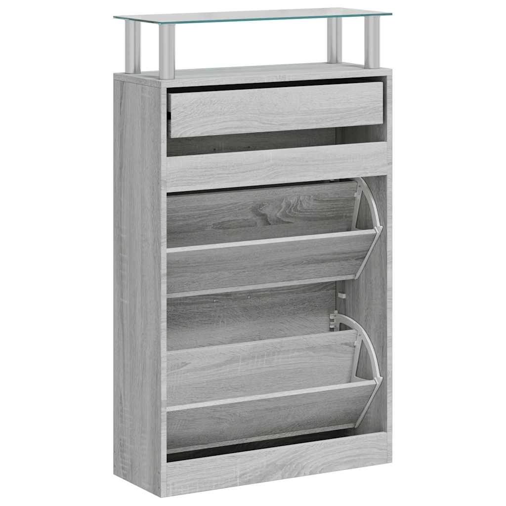 vidaXL Shoe Cabinet Grey Sonoma 63x24x104 cm Engineered Wood 6