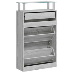 vidaXL Shoe Cabinet Grey Sonoma 63x24x104 cm Engineered Wood 6