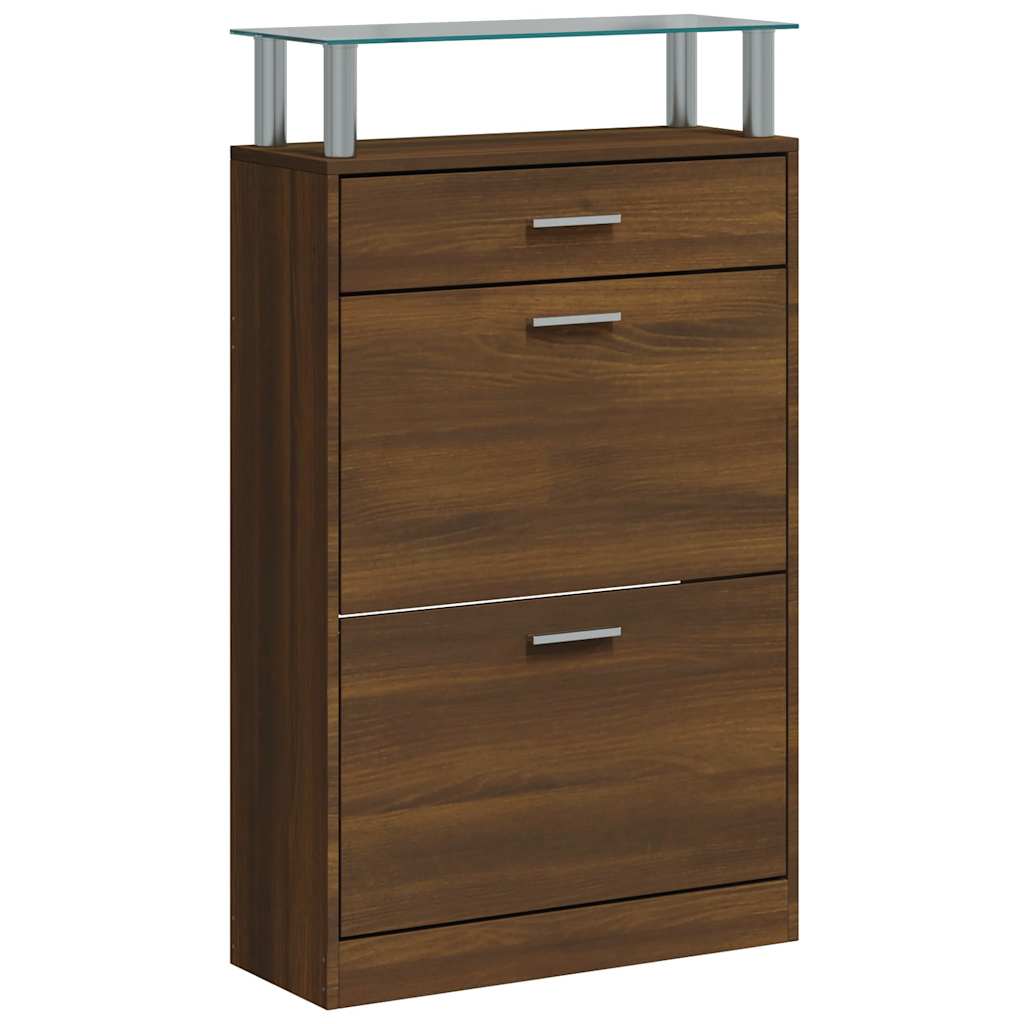 vidaXL Shoe Cabinet Brown Oak 63x24x104 cm Engineered Wood 2
