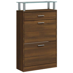 vidaXL Shoe Cabinet Brown Oak 63x24x104 cm Engineered Wood 2