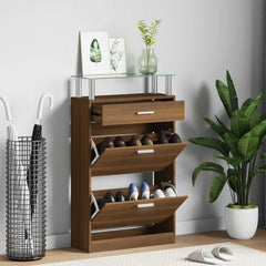 vidaXL Shoe Cabinet Brown Oak 63x24x104 cm Engineered Wood 1