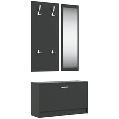 vidaXL 3-in-1 Shoe Cabinet Set Black Engineered Wood 2