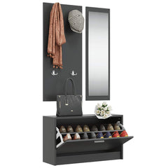 vidaXL 3-in-1 Shoe Cabinet Set Black Engineered Wood 3