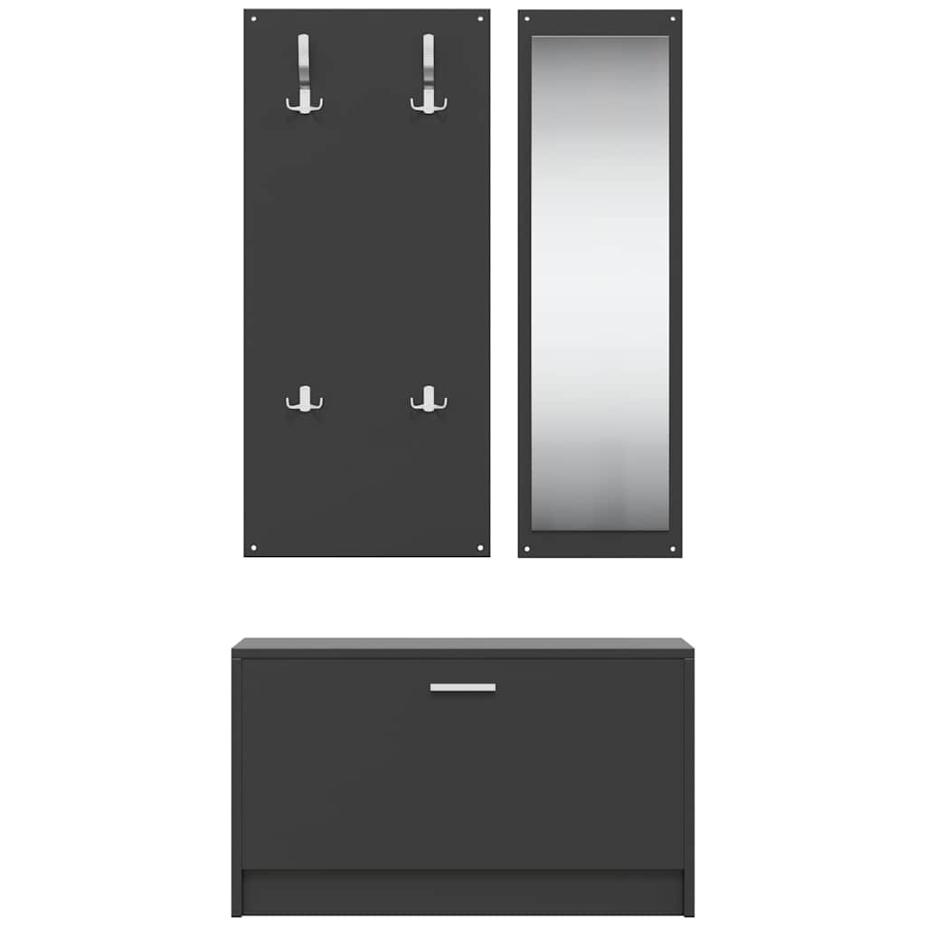 vidaXL 3-in-1 Shoe Cabinet Set Black Engineered Wood 4