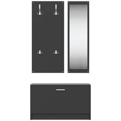 vidaXL 3-in-1 Shoe Cabinet Set Black Engineered Wood 4