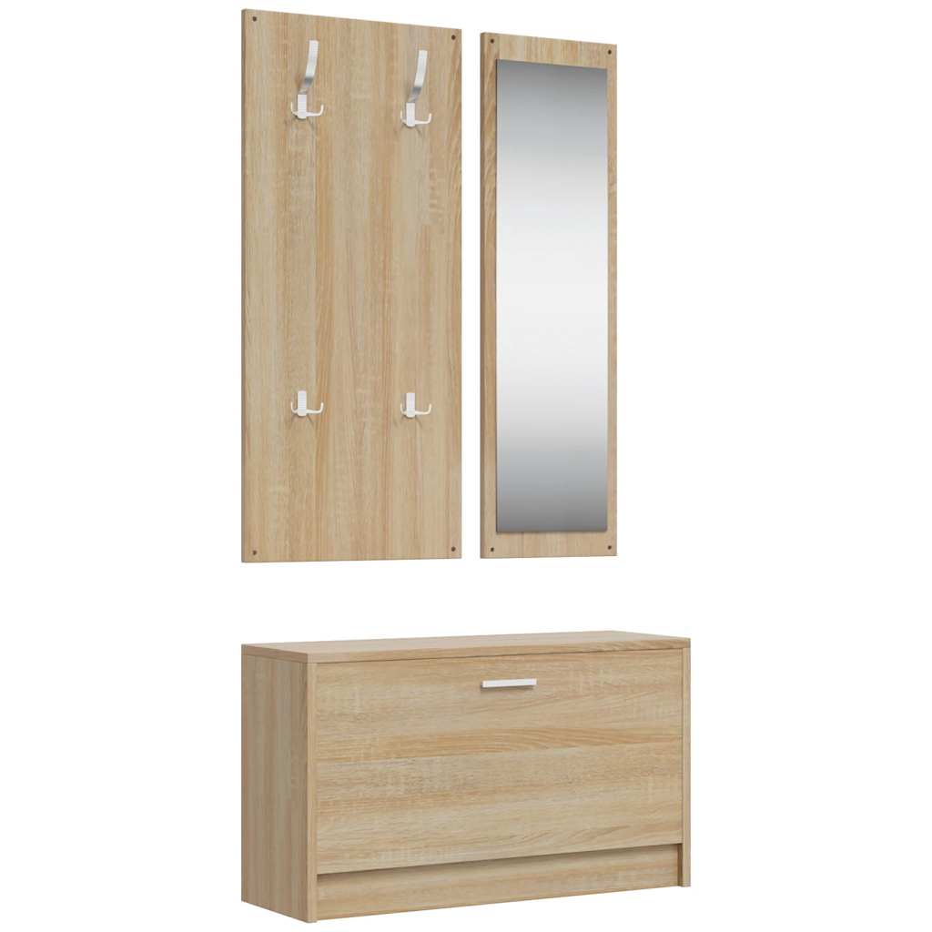 vidaXL 3-in-1 Shoe Cabinet Set Sonoma Oak Engineered Wood 2