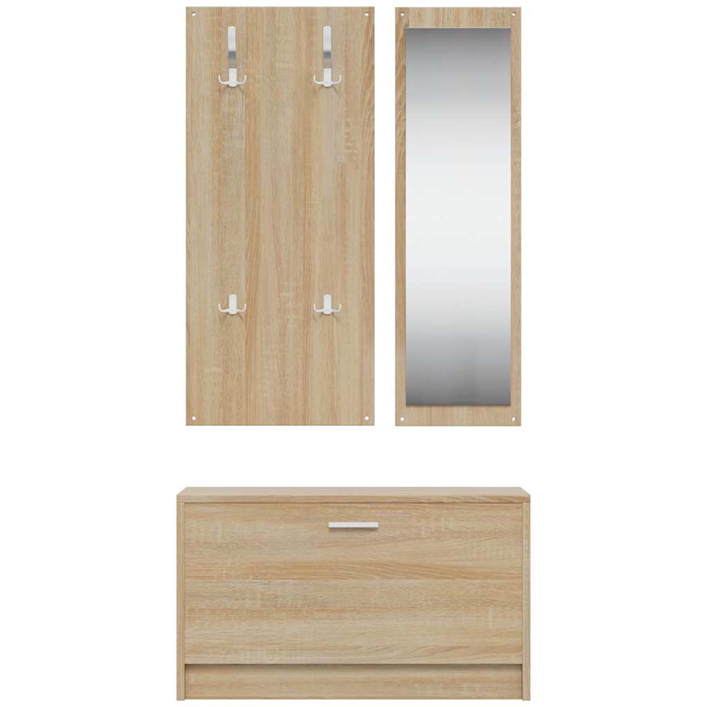 vidaXL 3-in-1 Shoe Cabinet Set Sonoma Oak Engineered Wood 4