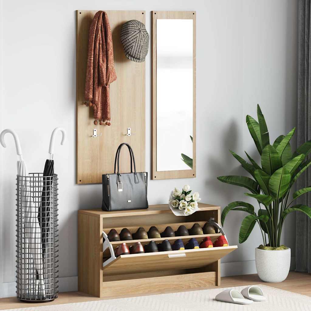 vidaXL 3-in-1 Shoe Cabinet Set Sonoma Oak Engineered Wood 1