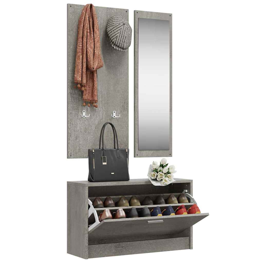 vidaXL 3-in-1 Shoe Cabinet Set Concrete Grey Engineered Wood 3