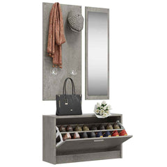 vidaXL 3-in-1 Shoe Cabinet Set Concrete Grey Engineered Wood 3
