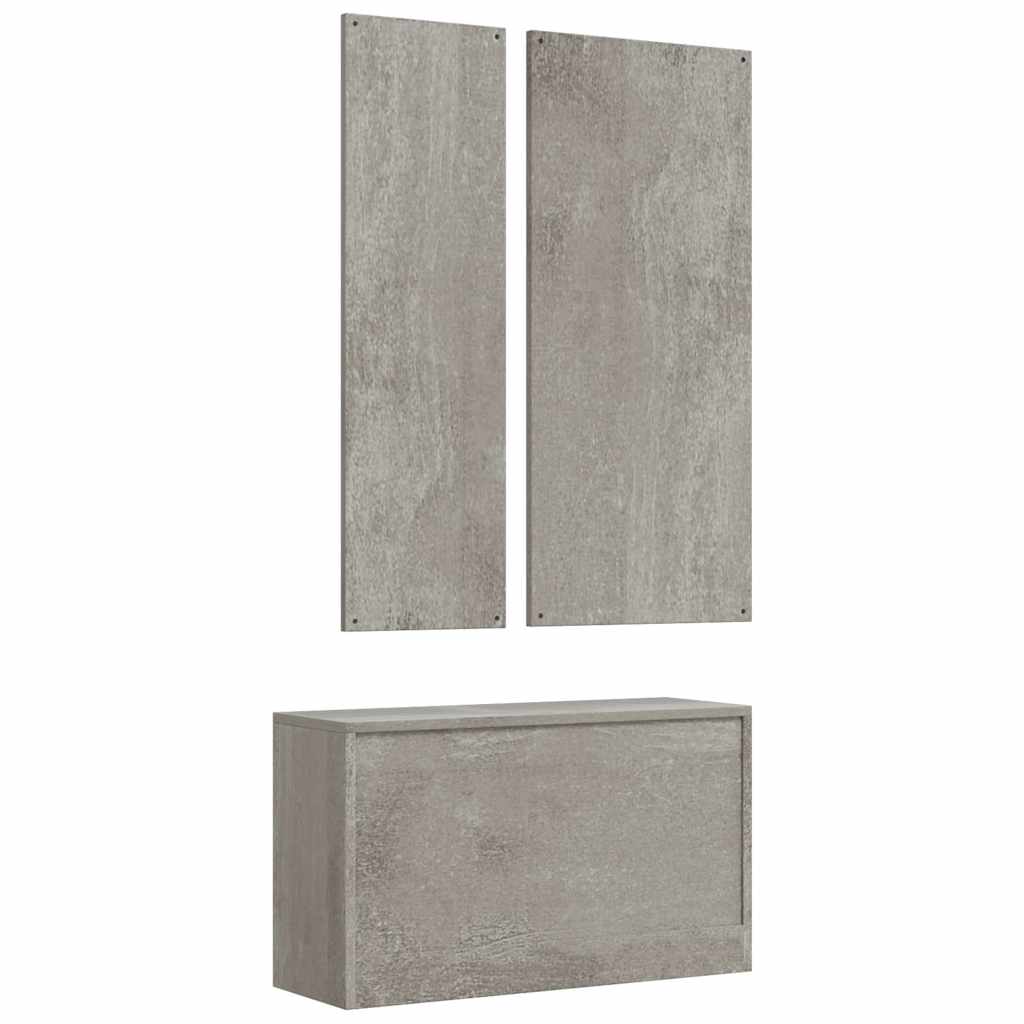 vidaXL 3-in-1 Shoe Cabinet Set Concrete Grey Engineered Wood 6