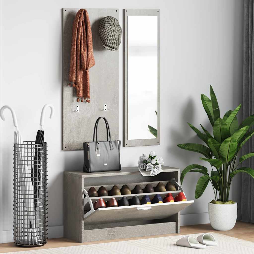 vidaXL 3-in-1 Shoe Cabinet Set Concrete Grey Engineered Wood 1