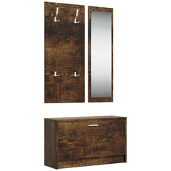 vidaXL 3-in-1 Shoe Cabinet Set Smoked Oak Engineered Wood 2