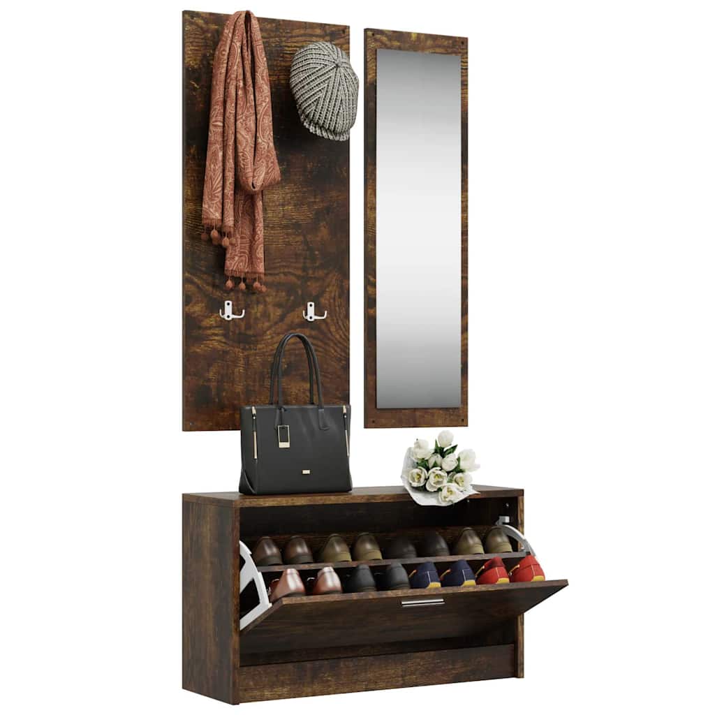 3-in-1 Shoe Cabinet Set Engineered Wood