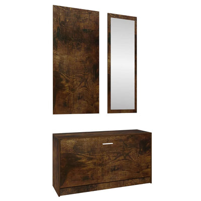 3-in-1 Shoe Cabinet Set Smoked Oak Engineered Wood