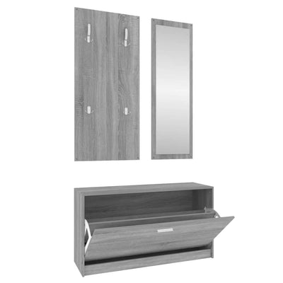 3-in-1 Shoe Cabinet Set Grey Sonoma Engineered Wood