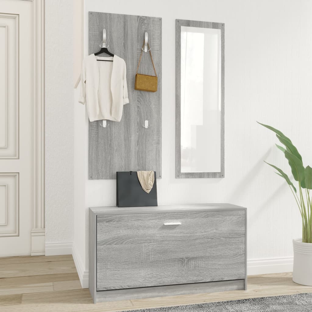 vidaXL 3-in-1 Shoe Cabinet Set Grey Sonoma Engineered Wood 3