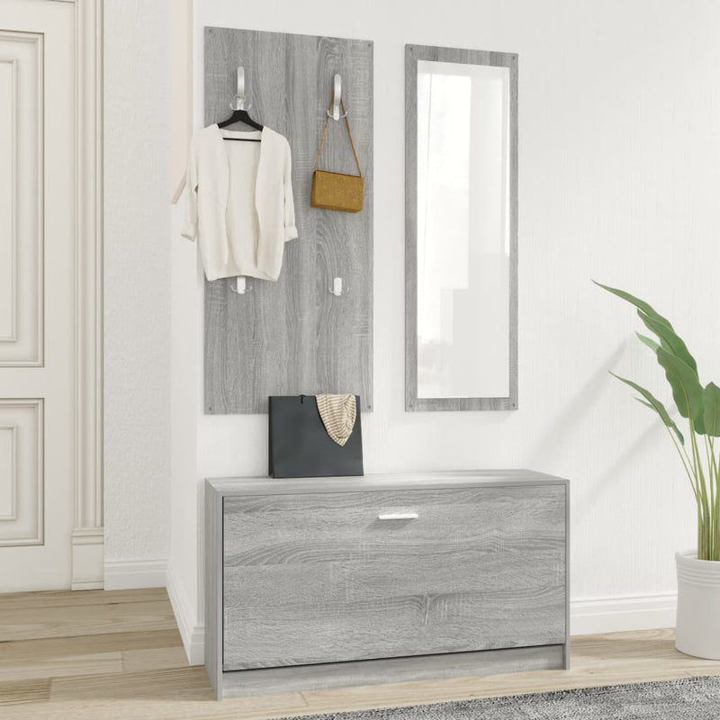 3-in-1 Shoe Cabinet Set Grey Sonoma Engineered Wood