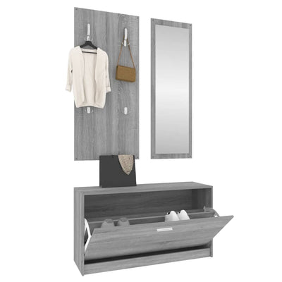 3-in-1 Shoe Cabinet Set Grey Sonoma Engineered Wood