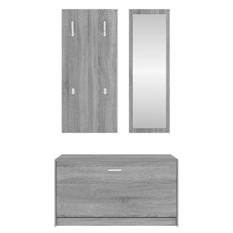 3-in-1 Shoe Cabinet Set Grey Sonoma Engineered Wood