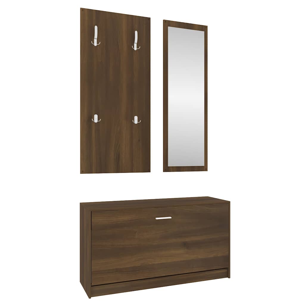 3-in-1 Shoe Cabinet Set Engineered Wood