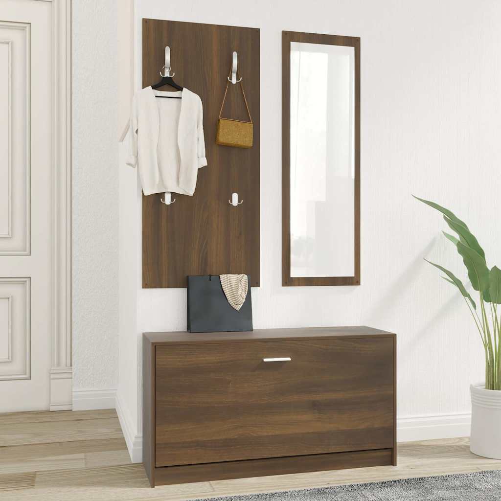 vidaXL 3-in-1 Shoe Cabinet Set Brown Oak Engineered Wood 3
