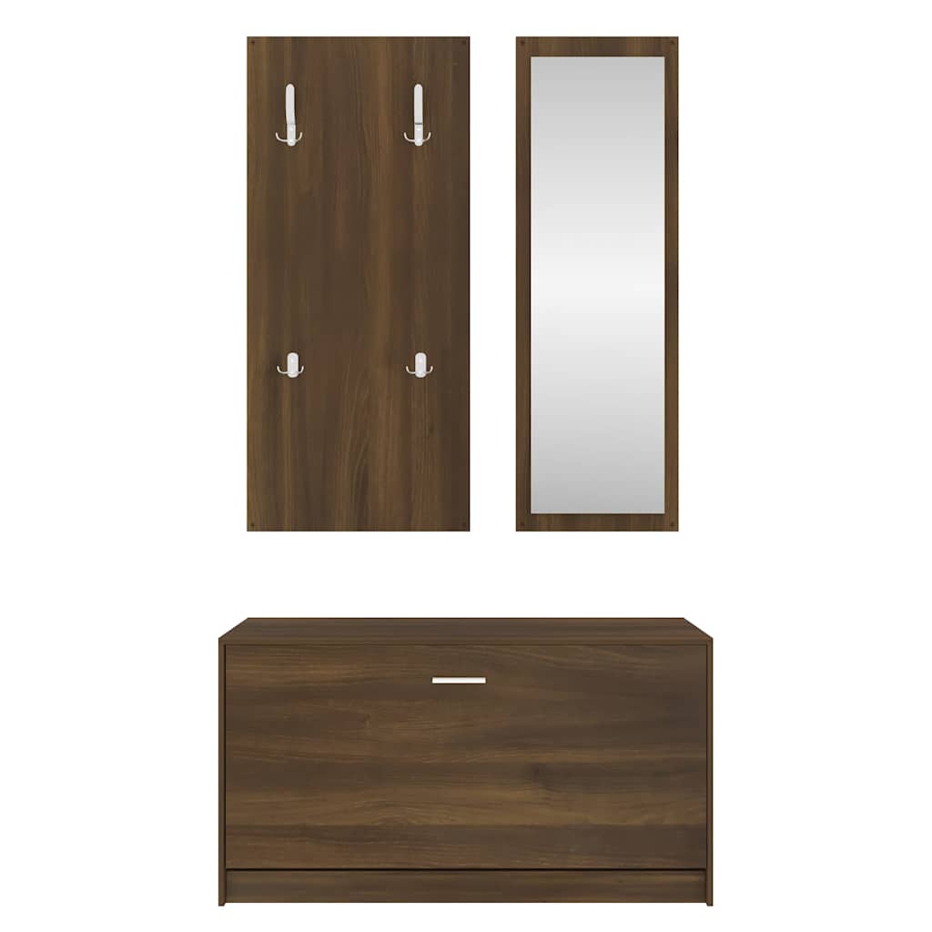 vidaXL 3-in-1 Shoe Cabinet Set Brown Oak Engineered Wood 6