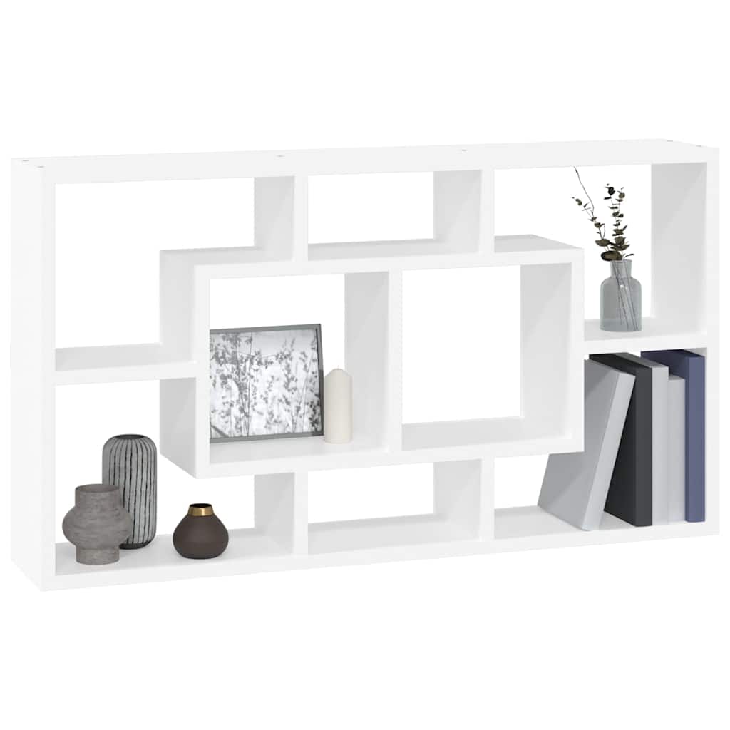 vidaXL Wall Display Shelf 8 Compartments High Gloss White 6