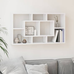 vidaXL Wall Display Shelf 8 Compartments High Gloss White 1