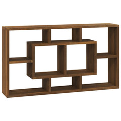 vidaXL Wall Display Shelf 8 Compartments Brown Oak 2