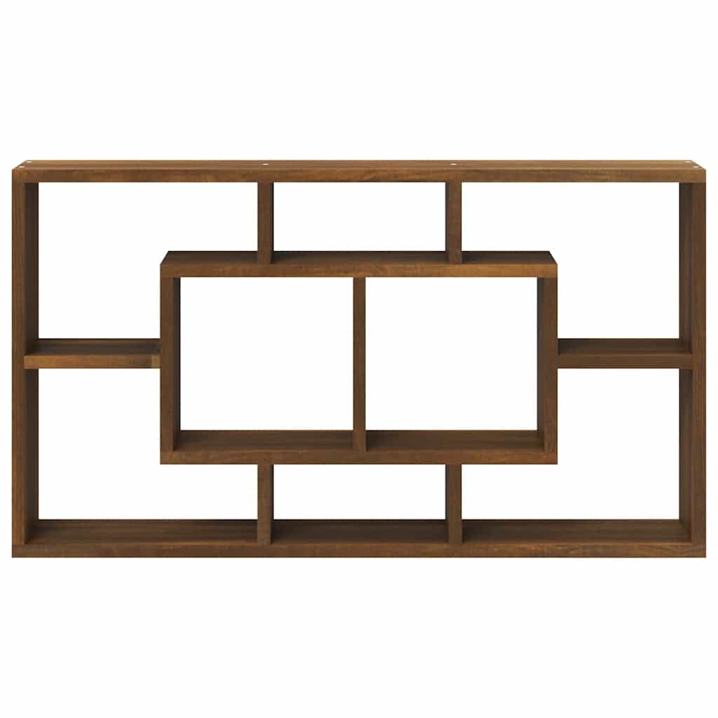 vidaXL Wall Display Shelf 8 Compartments Brown Oak 4