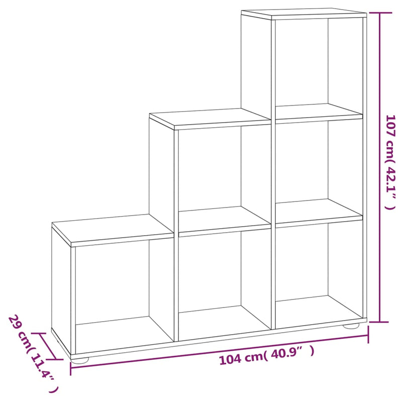 Staircase Bookcase Concrete Grey 107 cm Engineered Wood