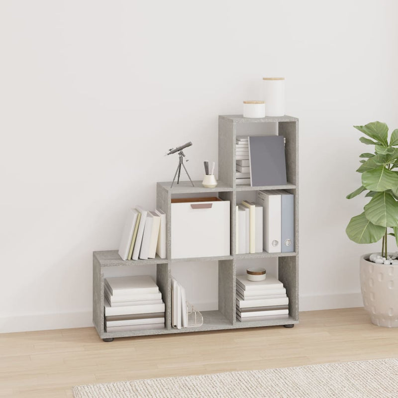 Staircase Bookcase Concrete Grey 107 cm Engineered Wood