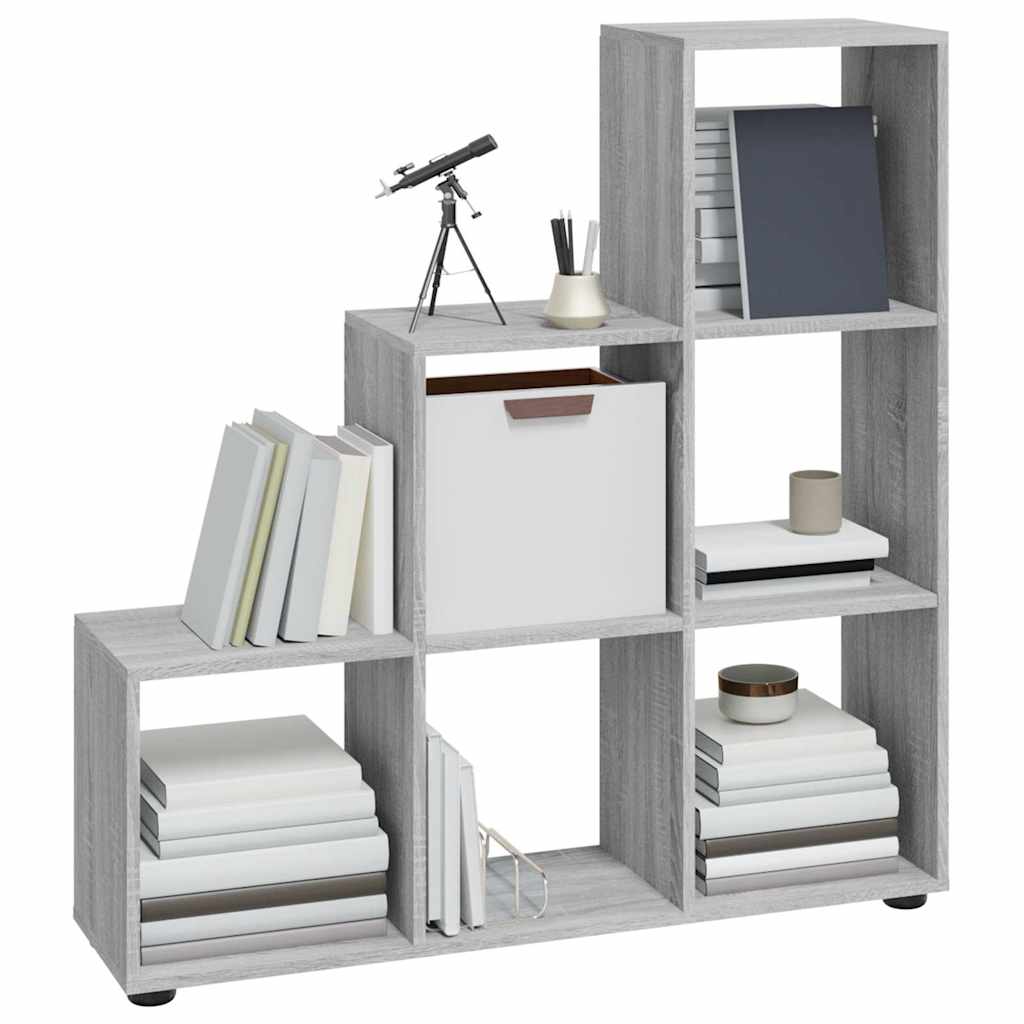 vidaXL Staircase Bookcase Grey Sonoma 107 cm Engineered Wood 3