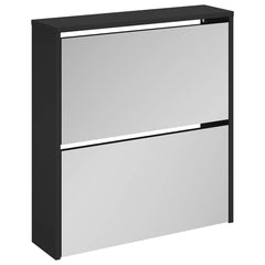 vidaXL Shoe Cabinet with Mirror 2-Layer Black 63x17x67 cm 2