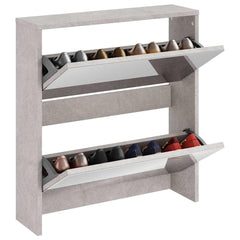 vidaXL Shoe Cabinet with Mirror 2-Layer Concrete Grey 63x17x67 cm 3