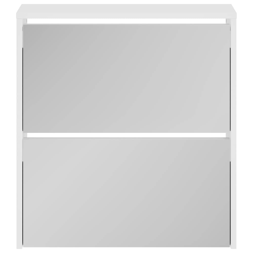 vidaXL Shoe Cabinet with Mirror 2-Layer High Gloss White 63x17x67 cm 4
